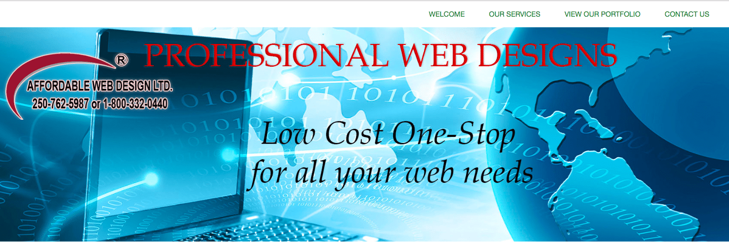 screenshot showing a website homepage with bad visual content