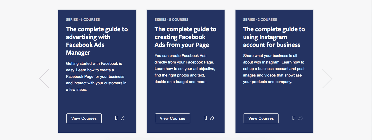 screenshot showing free facebook ads courses
