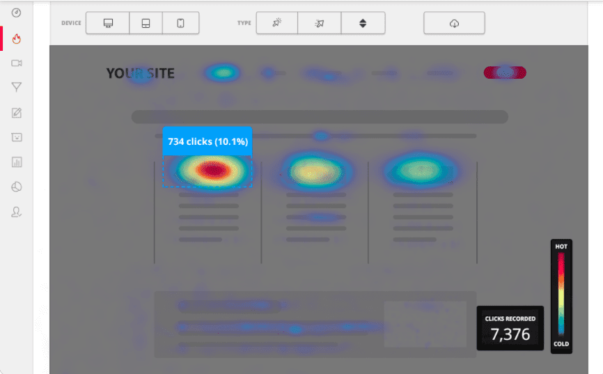 screenshot showing a heatmap by hotjar